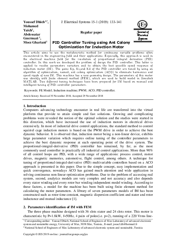 (PDF) PID Controller Tuning using Ant Colony Optimization for Induction ...