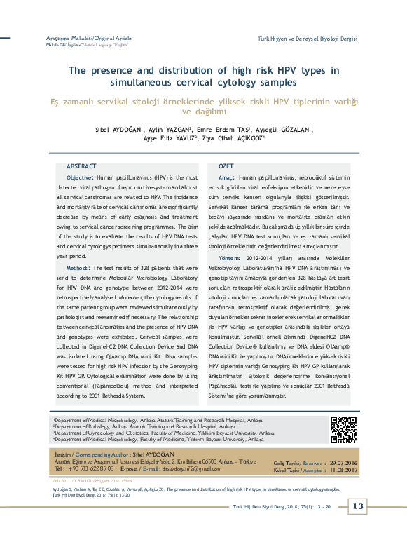 (PDF) The presence and distribution of high risk HPV types in ...