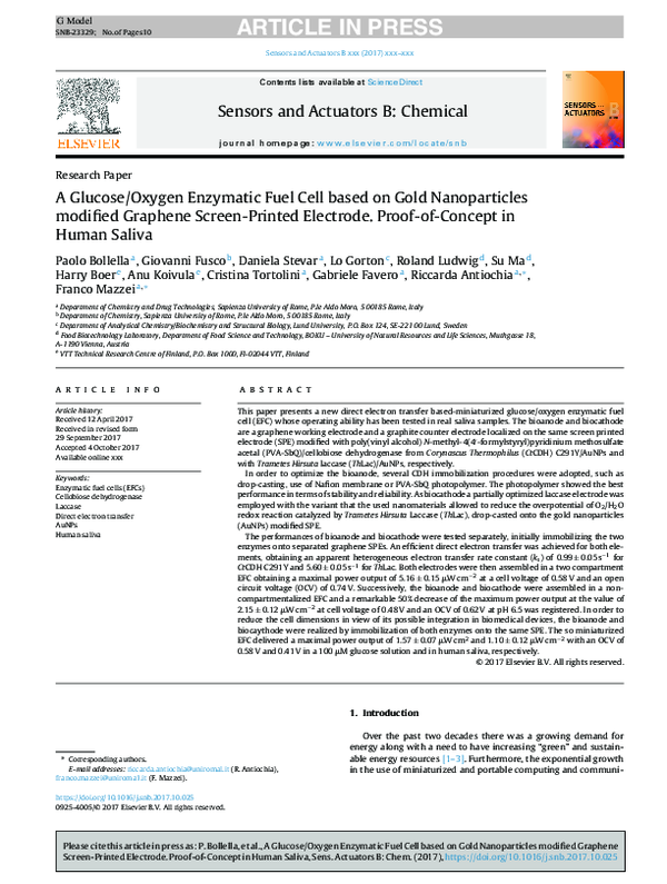 (PDF) A Glucose/Oxygen Enzymatic Fuel Cell based on Gold Nanoparticles ...