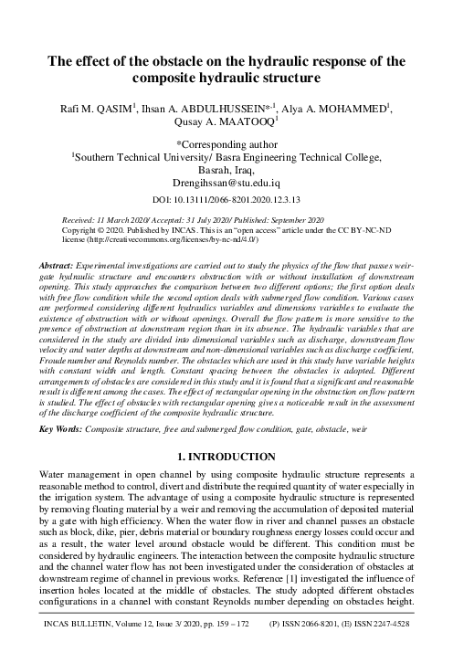 (PDF) The effect of the obstacle on the hydraulic response of the ...
