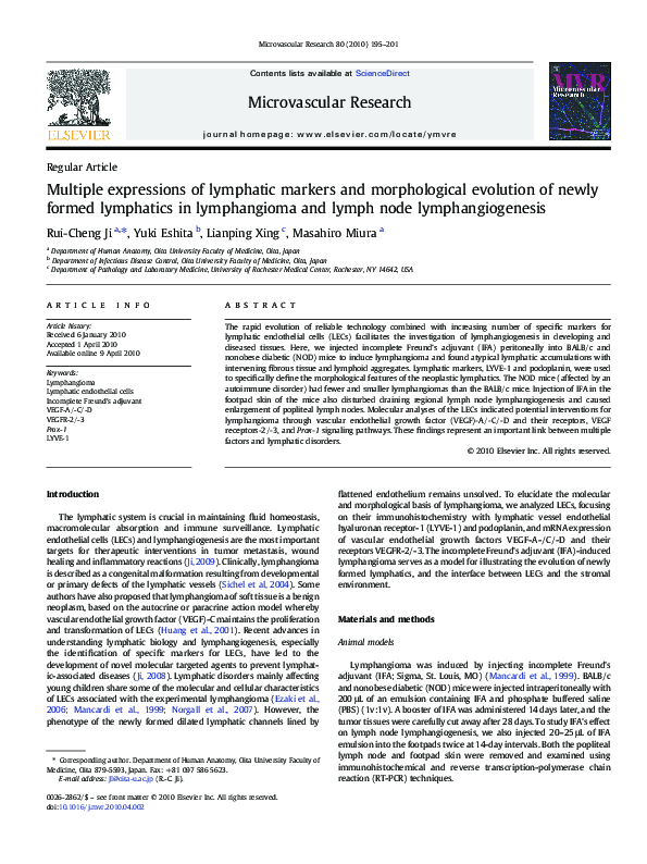(PDF) Multiple expressions of lymphatic markers and morphological ...