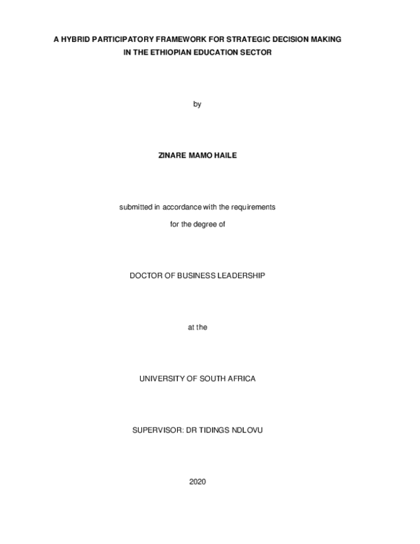 (PDF) A Hybrid Participatory Framework for Strategic Decision Making in ...