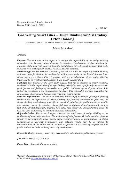 (PDF) Co-Creating Smart Cities – Design Thinking for 21st Century Urban ...