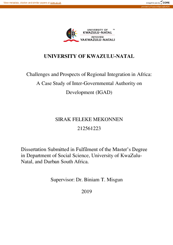 (PDF) Challenges and Prospects of Regional Integration in Africa a Case ...