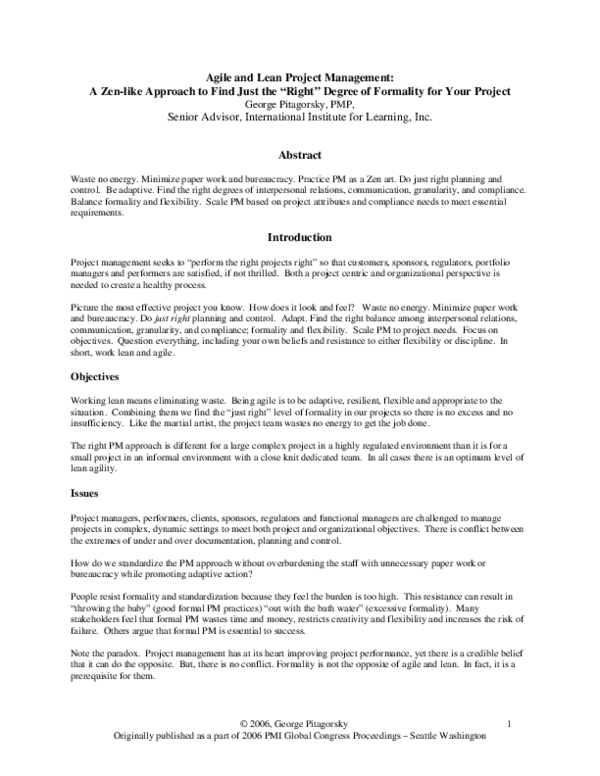 (PDF) Agile and Lean Project Management: A Zen-like Approach to Find ...