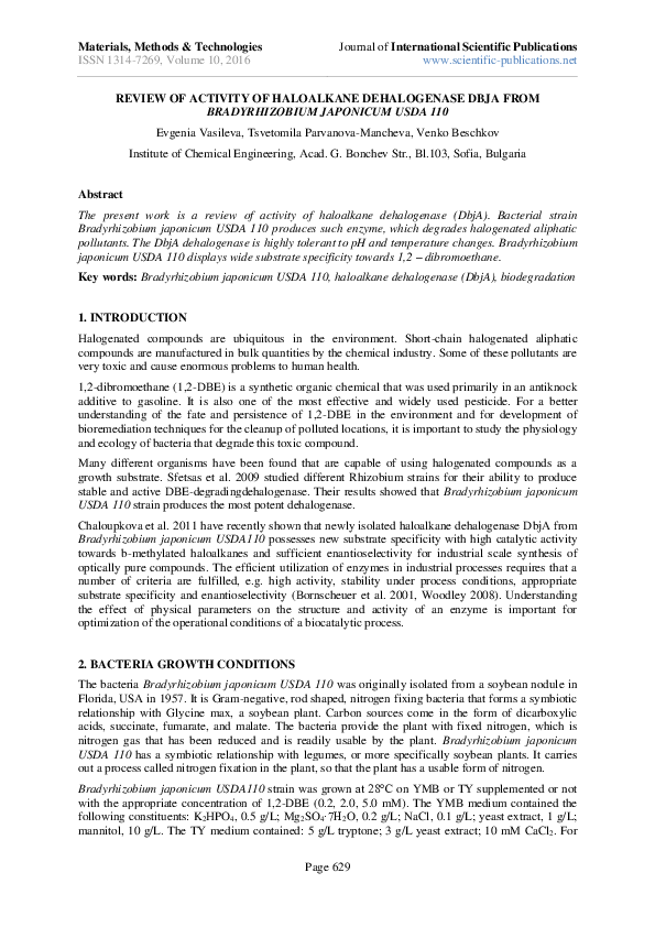 (PDF) Review of Activity of Haloalkane Dehalogenase Dbja from ...
