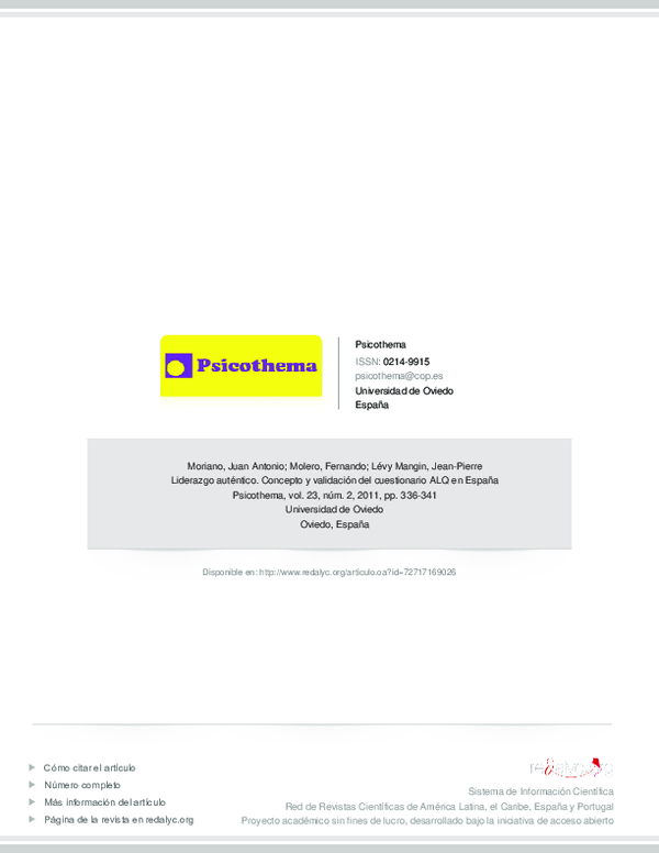 (PDF) Liderazgo auténtico. Concepto y validación del cuestionario ALQ ...