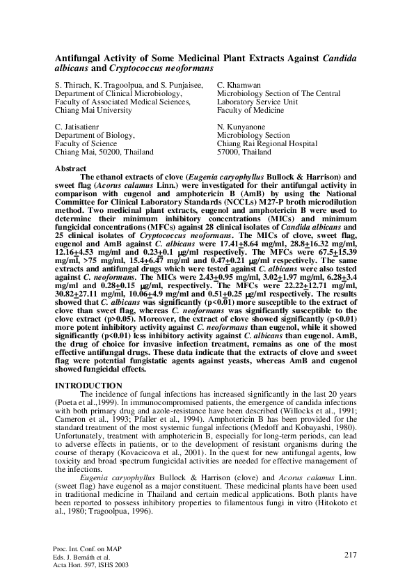 (PDF) Antifungal Activity of Some Medicinal Plant Extracts Against ...