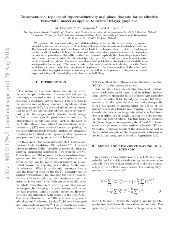 (PDF) Unconventional topological superconductivity and phase diagram ...