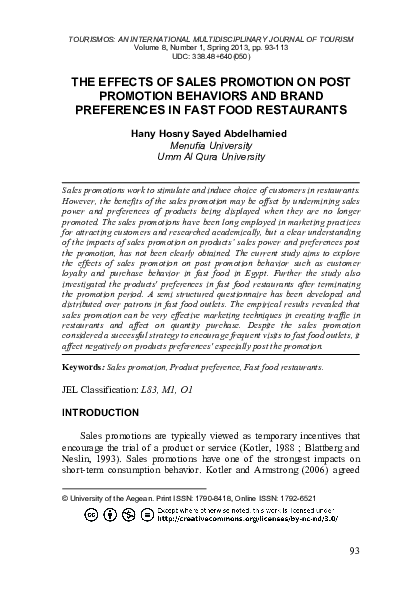 (PDF) The Effects of Sales Promotion on Post Promotion Behaviors and ...
