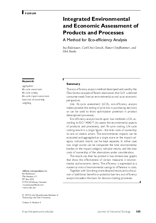 (PDF) Integrated Environmental and Economic Assessment of Products and ...