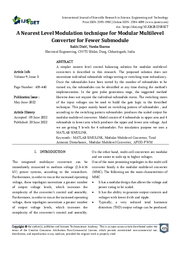 (PDF) A Nearest Level Modulation technique for Modular Multilevel ...