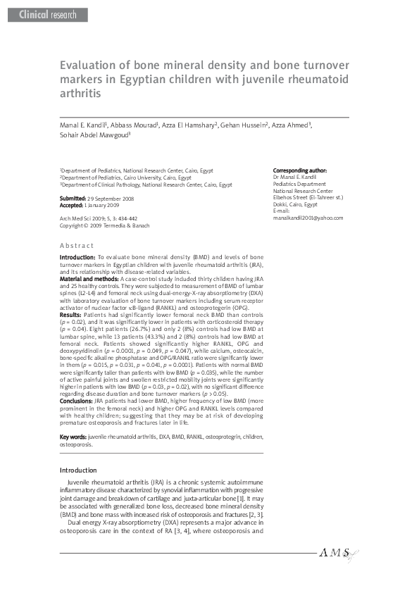 (PDF) Clinical research Evaluation of bone mineral density and bone ...