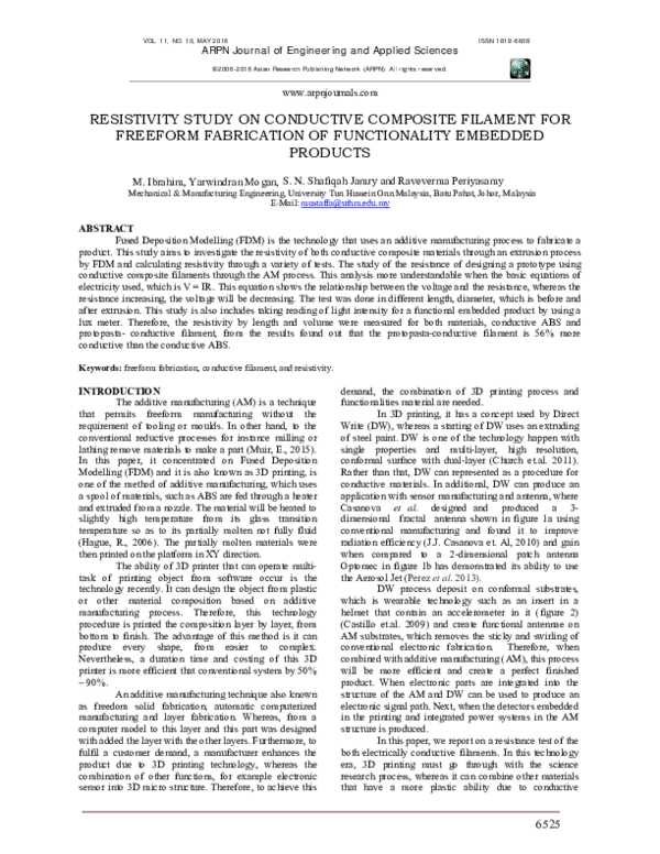 (PDF) Resistivity Study on Conductive Composite Filament for Freeform ...
