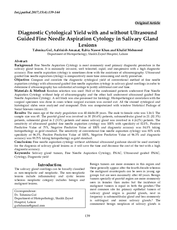 (PDF) Diagnostic Cytological Yield with and without Ultrasound Guided ...