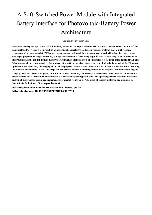 (PDF) A Soft-Switched Power Module With Integrated Battery Interface ...
