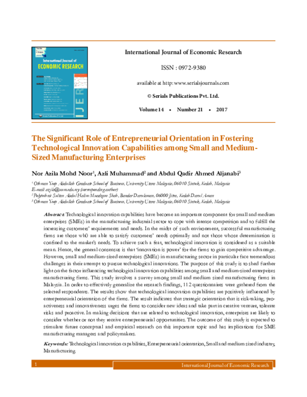 (PDF) The Significant Role of Entrepreneurial Orientation in Fostering ...