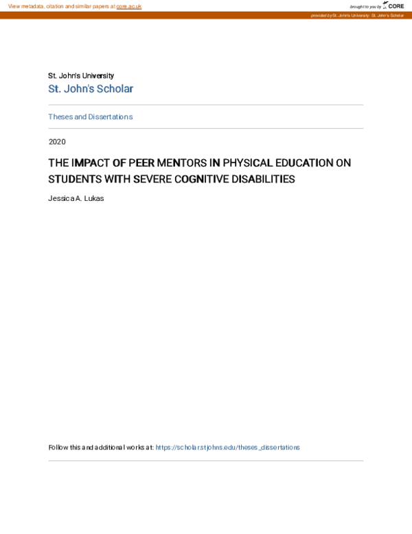 (PDF) The Impact of Peer Mentors in Physical Education on Students with ...