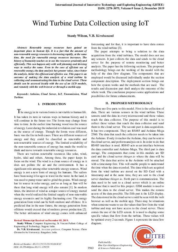 (PDF) Wind Turbine Data Collection using IoT