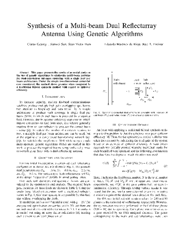 (PDF) Synthesis of a multi-beam dual reflectarray antenna using genetic ...