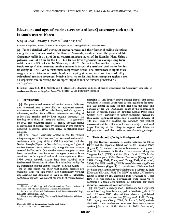 (PDF) Elevations and ages of marine terraces and late Quaternary rock ...