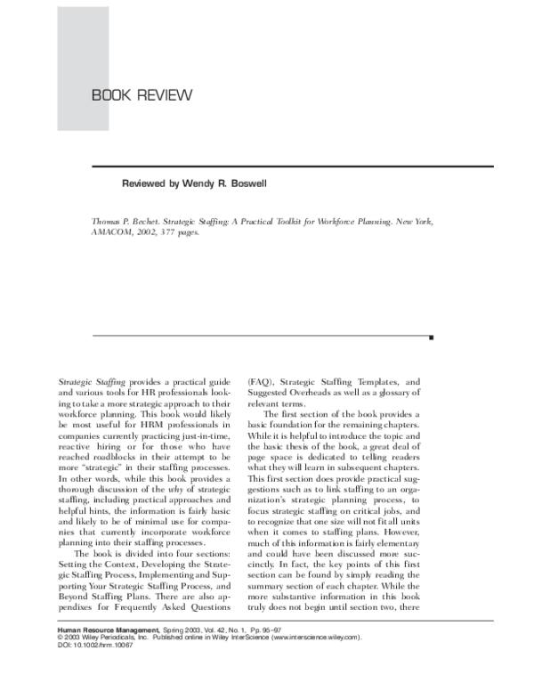 (PDF) Thomas P. Bechet. Strategic Staffing: A Practical Toolkit for ...
