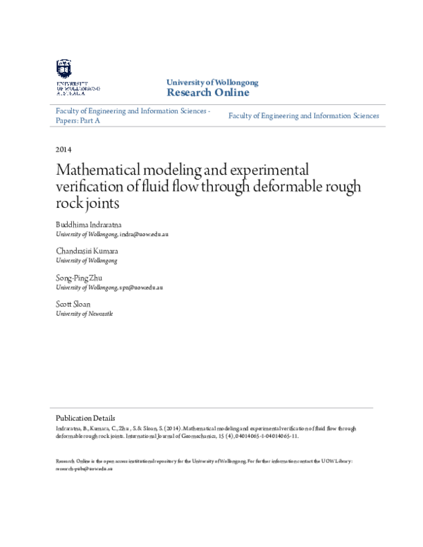 (PDF) Mathematical Modeling and Experimental Verification of Fluid Flow ...