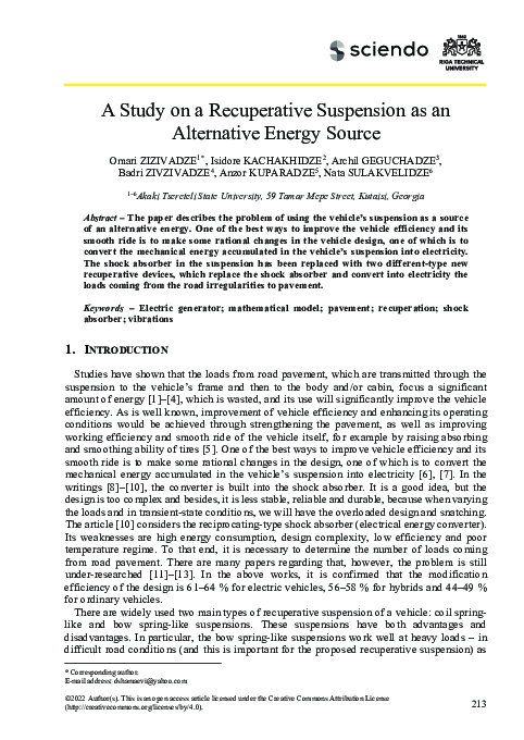 (PDF) A Study on a Recuperative Suspension as an Alternative Energy Source