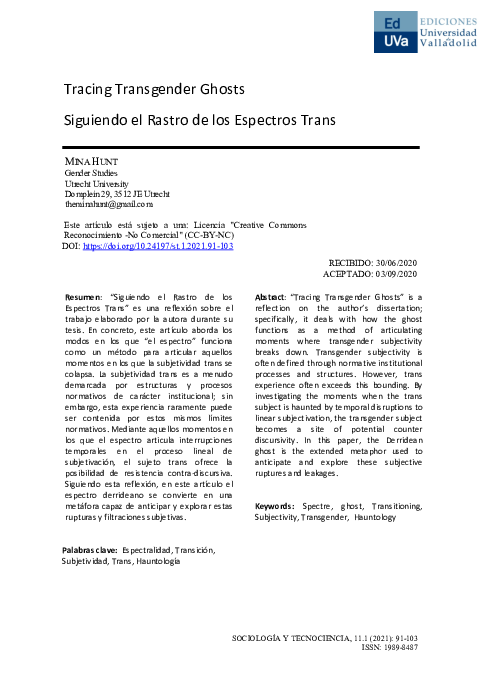 (PDF) Tracing transgender ghosts