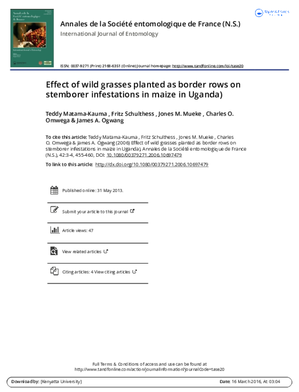 (PDF) Effect of wild grasses planted as border rows on stemborer ...