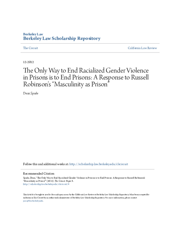 (PDF) The Only Way to End Racialized Gender Violence in Prisons is to ...