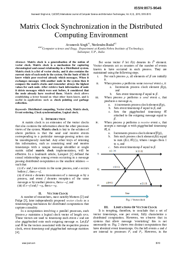 (PDF) Matrix Clock Synchronization in the Distributed Computing Environment