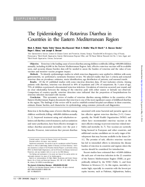 (PDF) The Epidemiology of Rotavirus Diarrhea in Countries in the ...