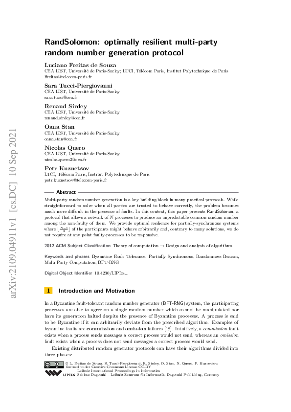 (PDF) RandSolomon: optimally resilient multi-party random number ...