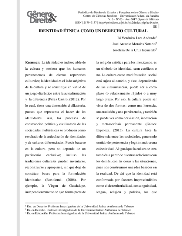 (PDF) Identidad Étnica Como Un Derecho Cultural
