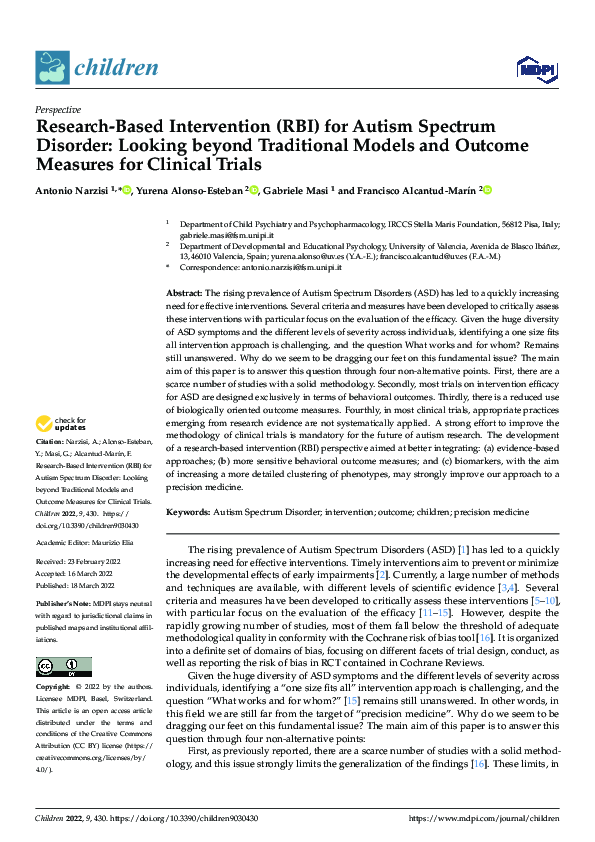 (PDF) Research-Based Intervention (RBI) for Autism Spectrum Disorder ...
