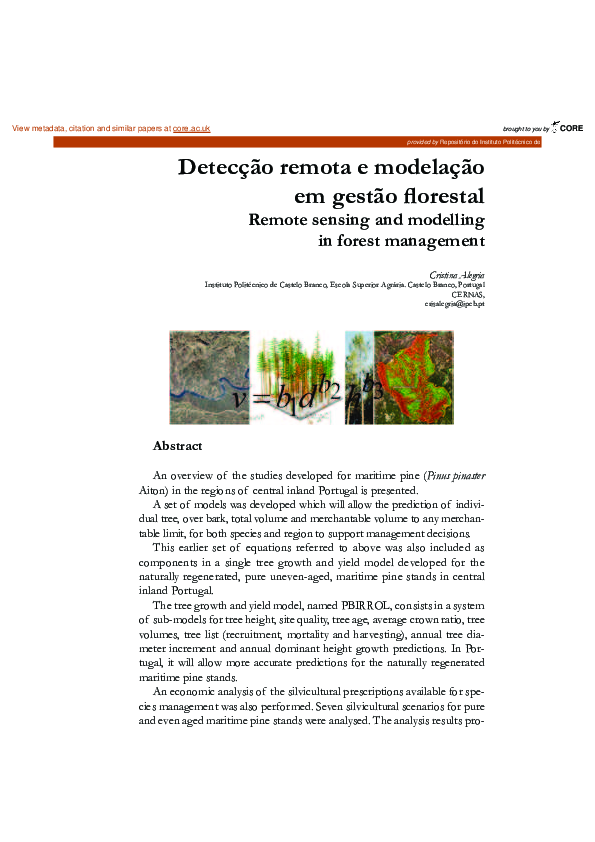 (PDF) Remote sensing and modelling in forest management