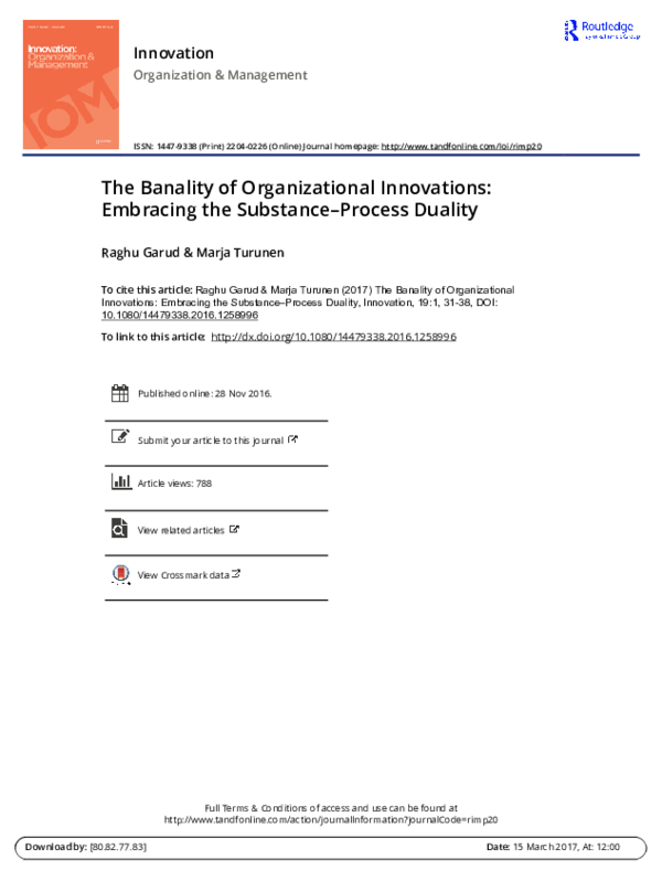 (PDF) The Banality of Organizational Innovations: Embracing the ...
