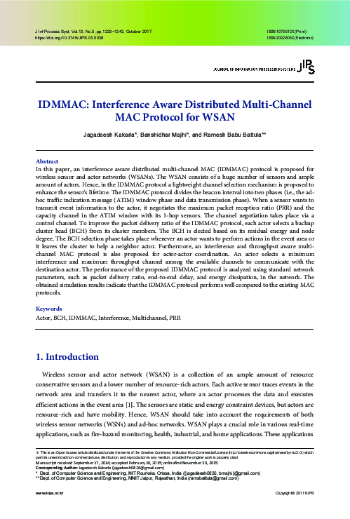 (PDF) IDMMAC: Interference Aware Distributed Multi-Channel MAC Protocol ...
