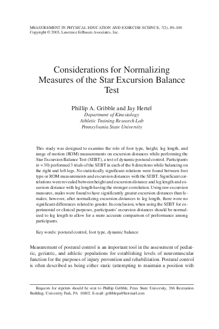 (PDF) Considerations for Normalizing Measures of the Star Excursion ...