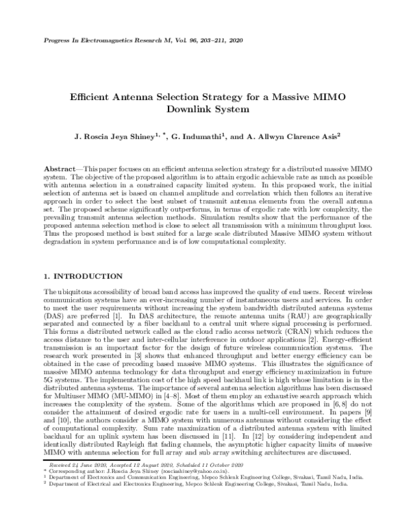 (PDF) Efficient Antenna Selection Strategy for a Massive Mimo Downlink ...