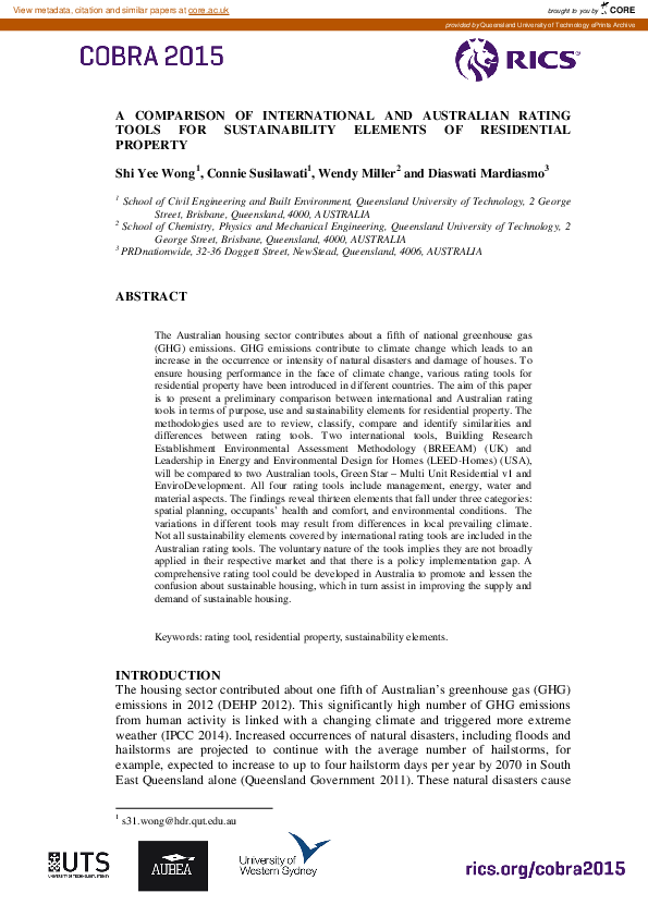 (PDF) A comparison of international and Australian rating tools for ...