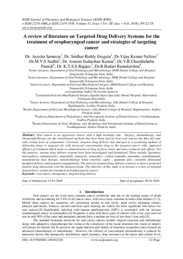 (PDF) A review of literature on Targeted Drug Delivery Systems for the ...
