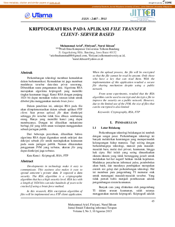 (PDF) Kriptografi Rsa Pada Aplikasi File Transfer Client-Server Based