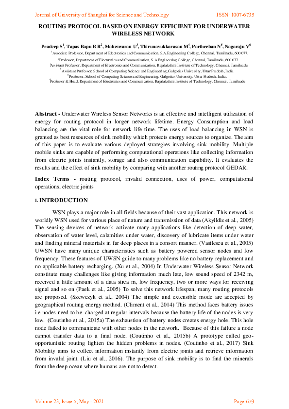 (PDF) Routing Protocol Based On Energy Efficient For Under Water ...