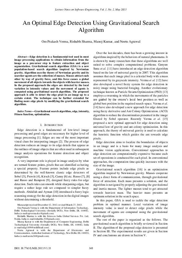 (PDF) An Optimal Edge Detection Using Gravitational Search Algorithm