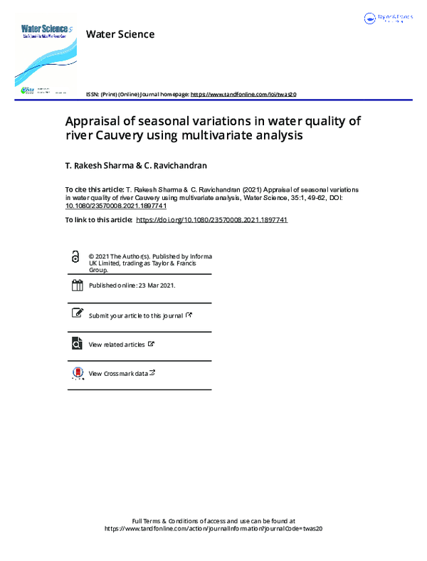 (PDF) Appraisal of seasonal variations in water quality of river ...