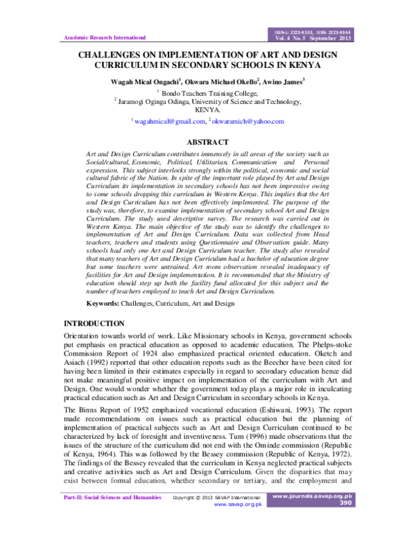 (PDF) Challenges on Implementation of Art and Design Curriculum in ...