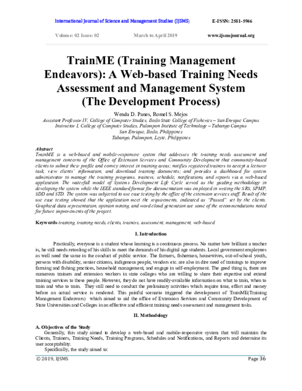 (PDF) TrainME (Training Management Endeavors) A based Training