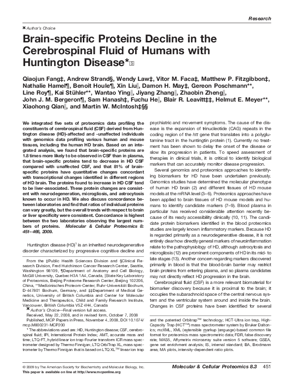(PDF) Brain-specific Proteins Decline in the Cerebrospinal Fluid of ...